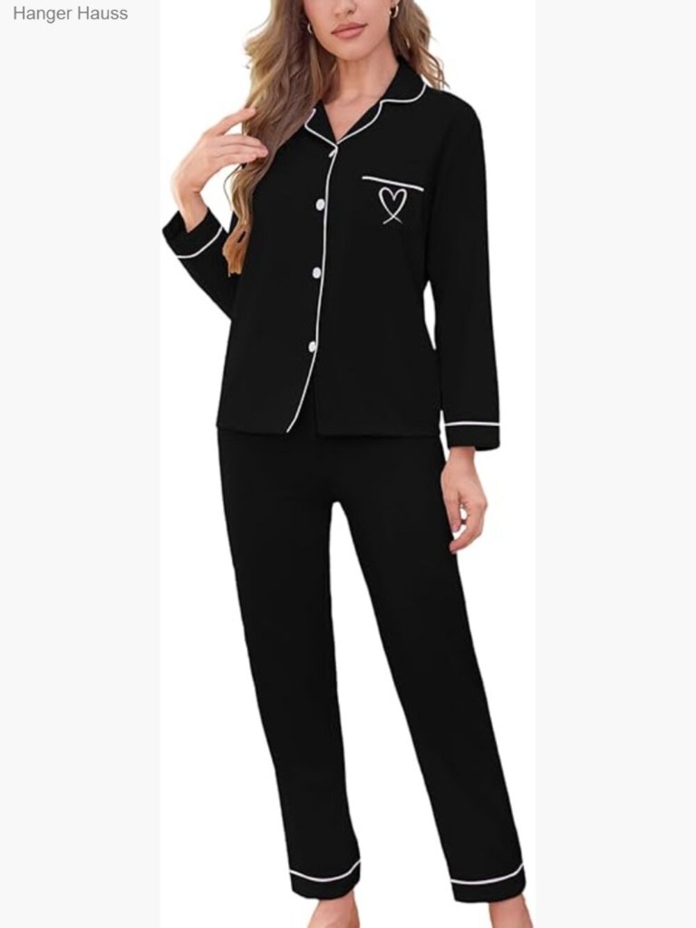 Women's 2 Piece Pajama Set Long Sleeve Button Down Loungewear Soft Pj's with